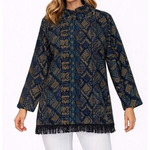 Vtg Womens Sweater Sz M L Knit Fringe Geometric Sweater Long Sleeve Art To Wear